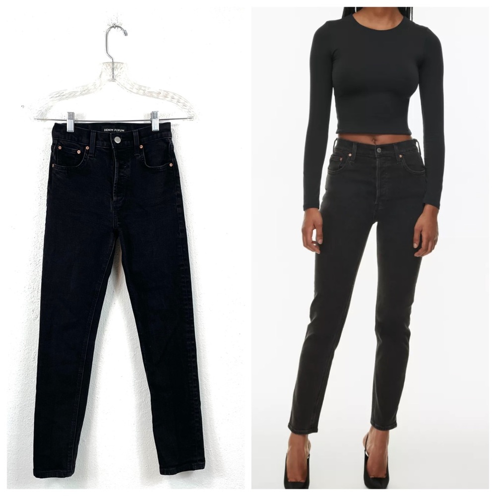 Denim Forum Aritzia Yoko High Rise Slim 28L Cigarette Button Fly Jeans Size 23